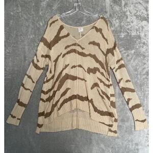 By Together Animal Print Sweater Womens Small Tiger Striped Relaxed Cozy Knit